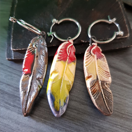 Ceramic Boho Feather earring - Single earring - C o c o F l o w e r