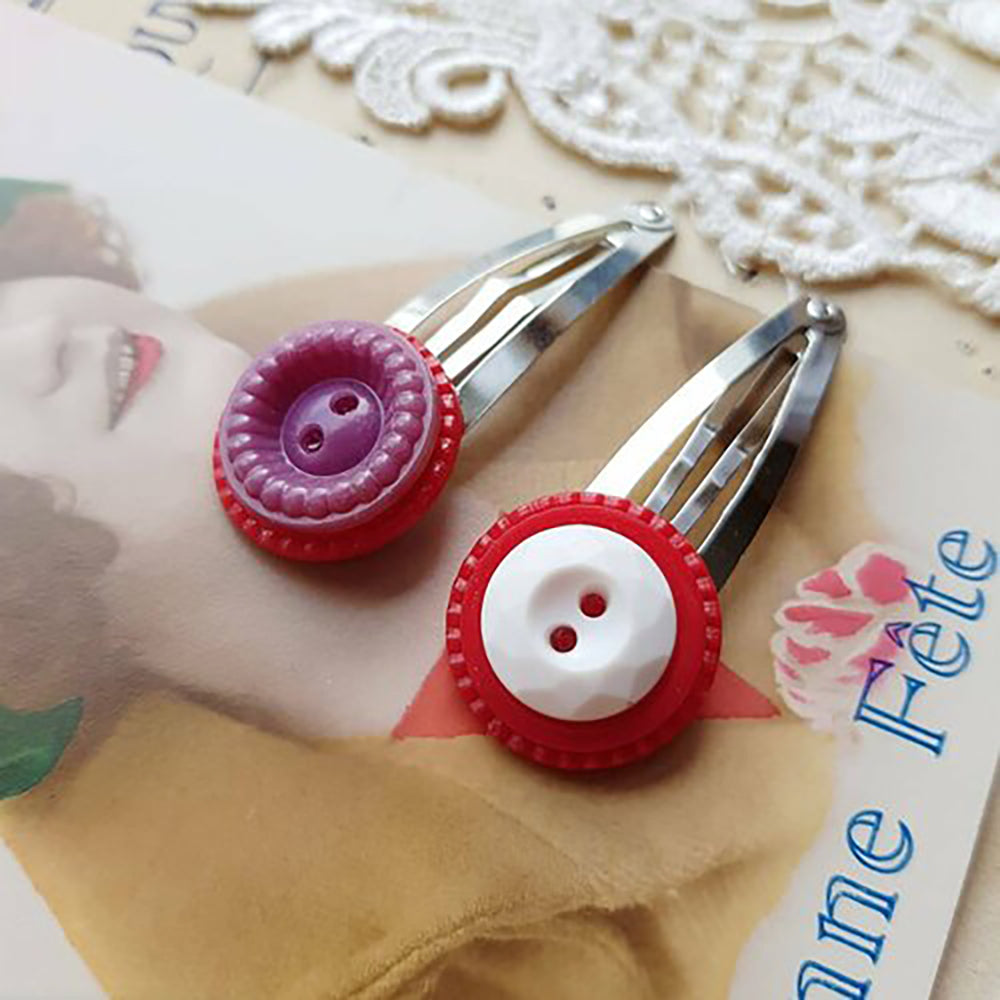 Hair Clip with Vintage Button - Zero waste gift - C o c o F l o w e r