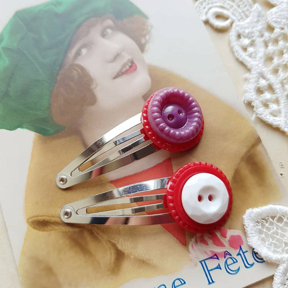Hair Clip with Vintage Button - Zero waste gift