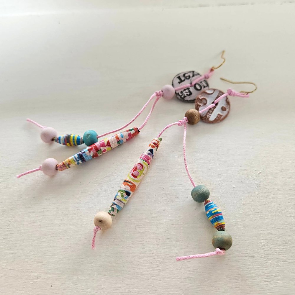 coin drop earrings paper beads