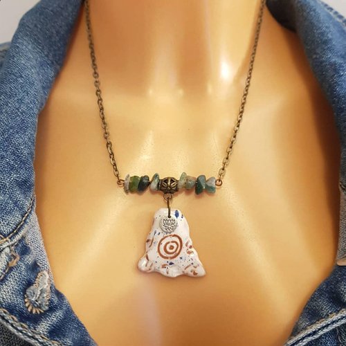 bohemian style necklaces - Primitive necklace Raw women - feather or lotus - C o c o F l o w e r