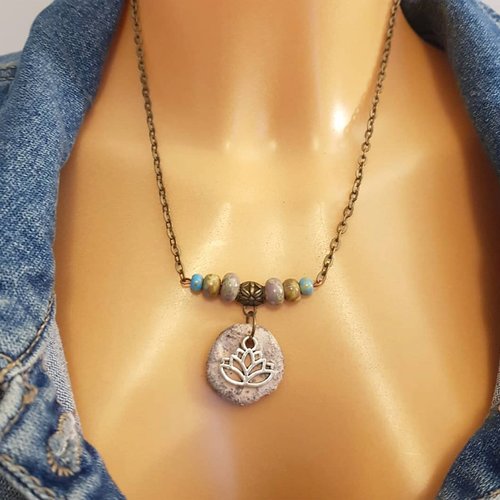 Primitive necklace Raw women - feather or lotus - C o c o F l o w e r