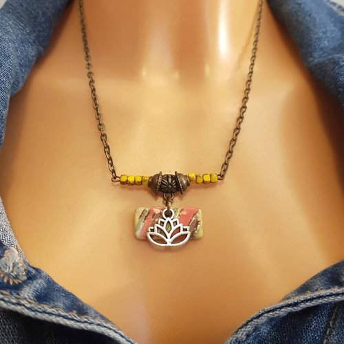 Primitive necklace Raw women - feather or lotus - C o c o F l o w e r
