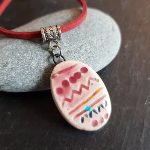 Tribal Colorful Ceramic Pendant Necklace - Unisex