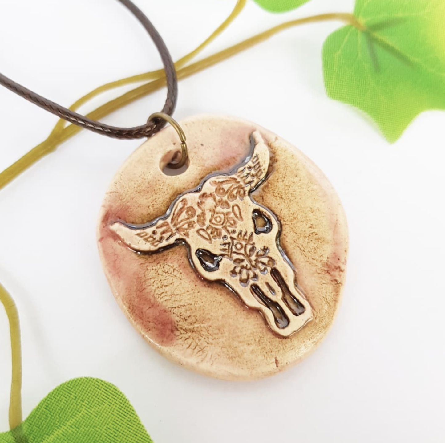 "Embrace Bohemian Vibes with our Cow Skull Necklace!"