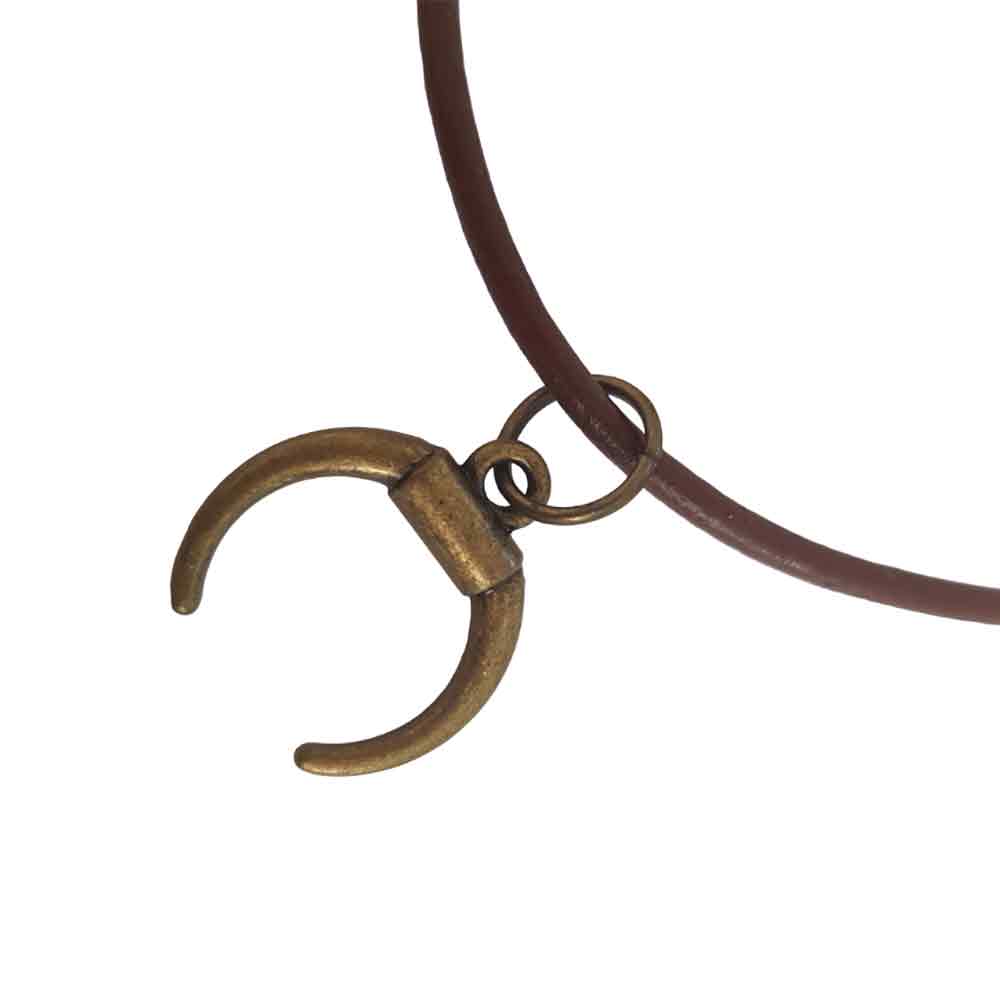 Wild Elegance: Bronze Horn Pendant on Leather Cord- C o c o F l o w e r