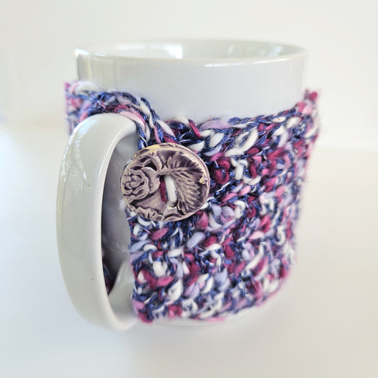 Mottled Purple Mug Cozy - Handmade Coffee Cup Tea Kitchen decor