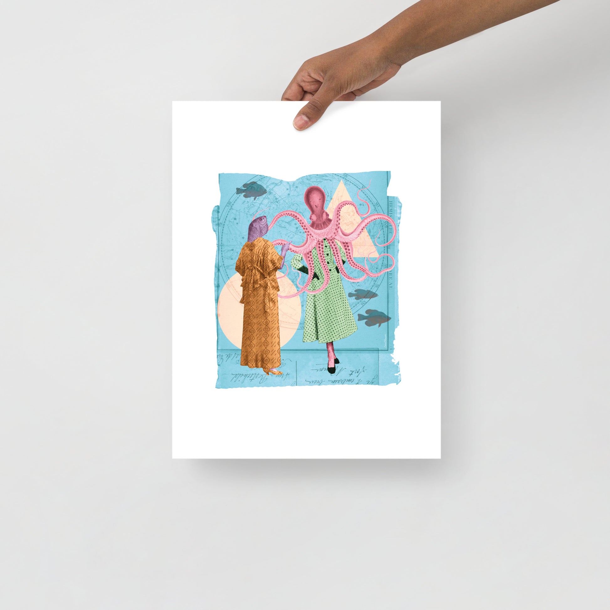 Fantasy Underwater Scene - Octopus Fish Conversation Poster