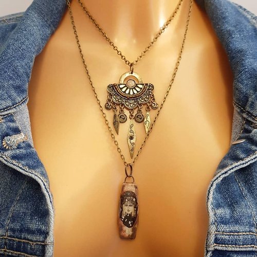 Bronze fall necklace