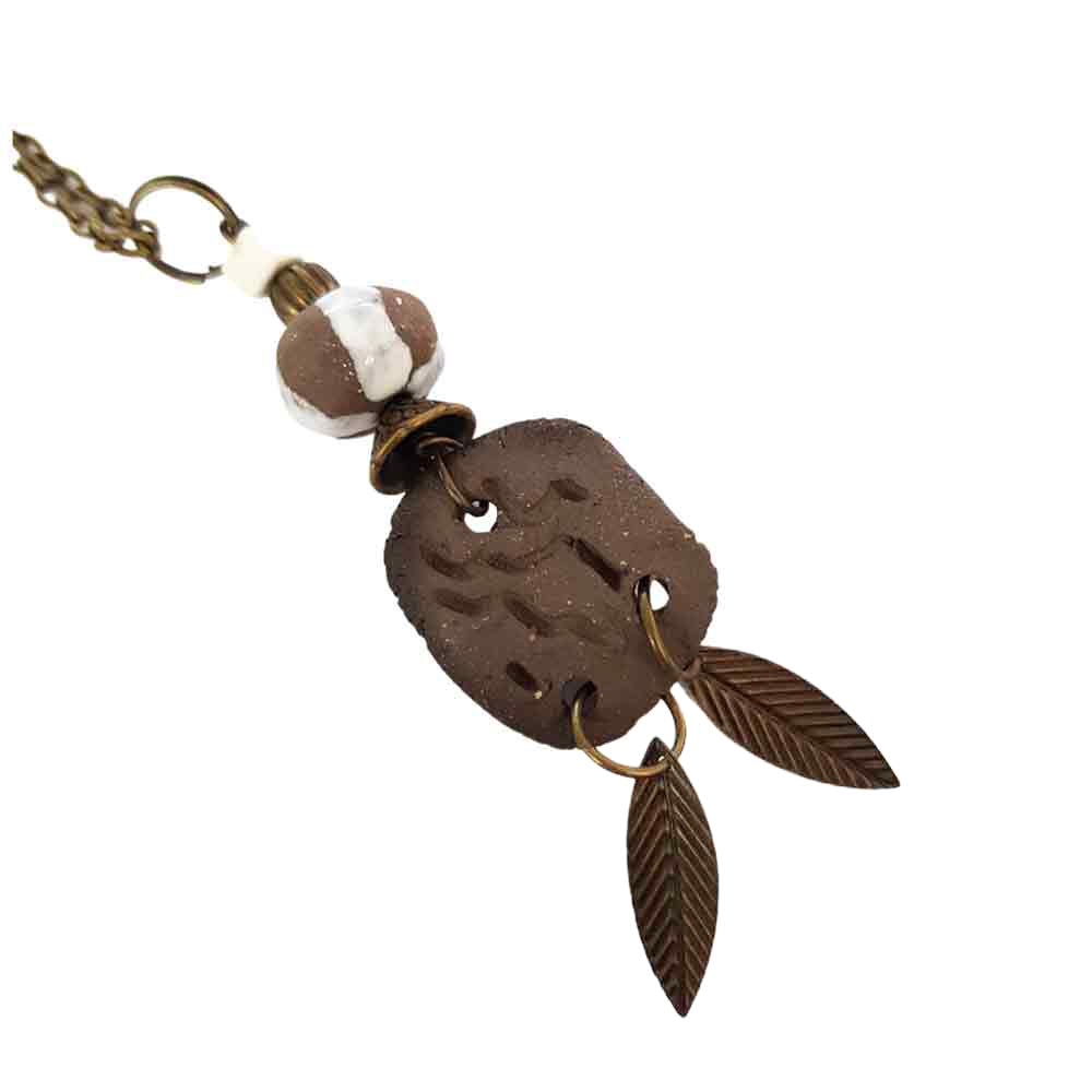 Tribal Raw Brown necklace - feather