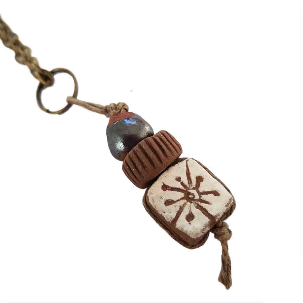 Tribal Raw Brown necklace - sun