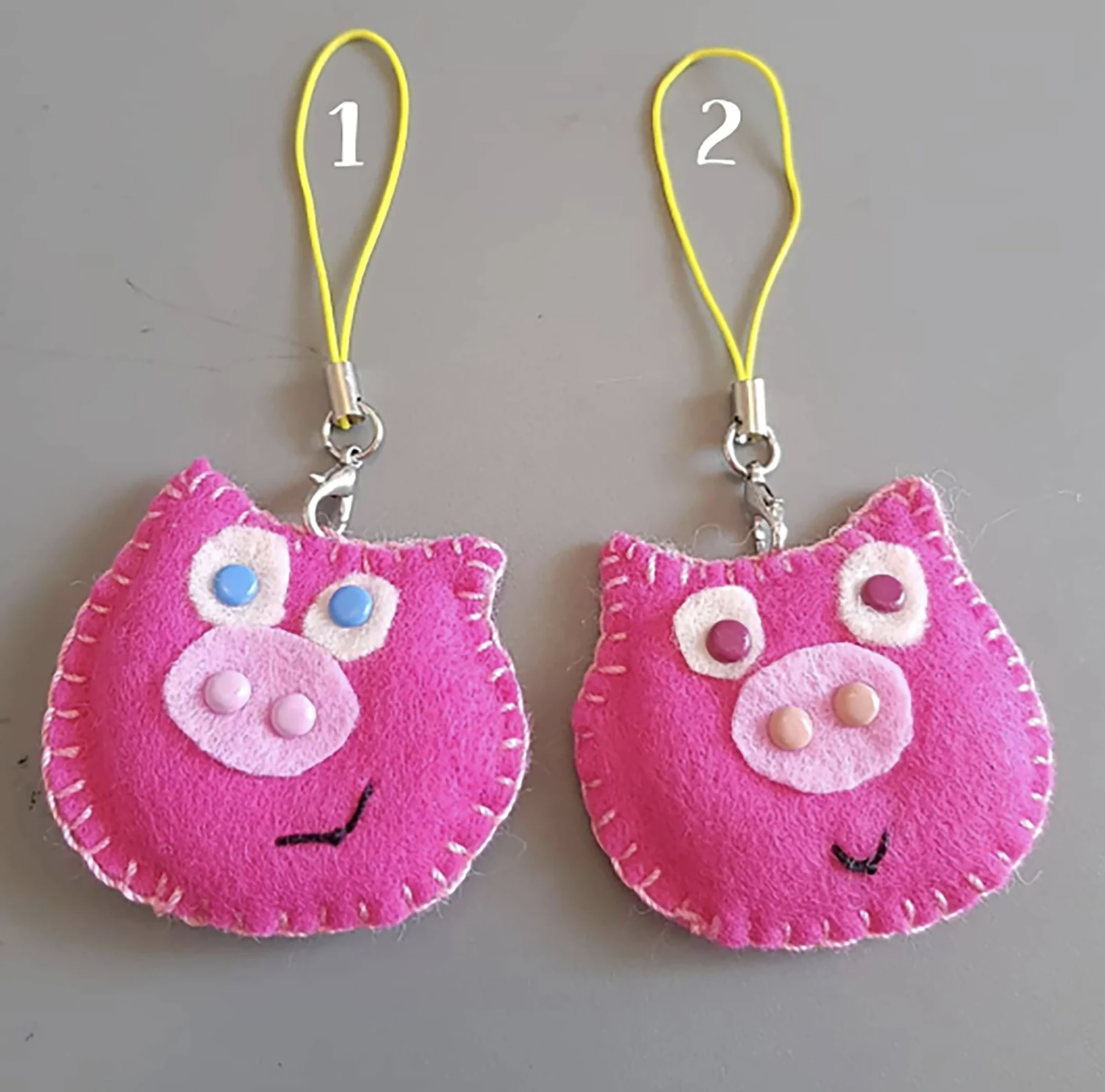 Frog keychain - Pig to Hang - Embroidery Cute Felt Animal head with strap for backpack or key - C o c o F l o w e r