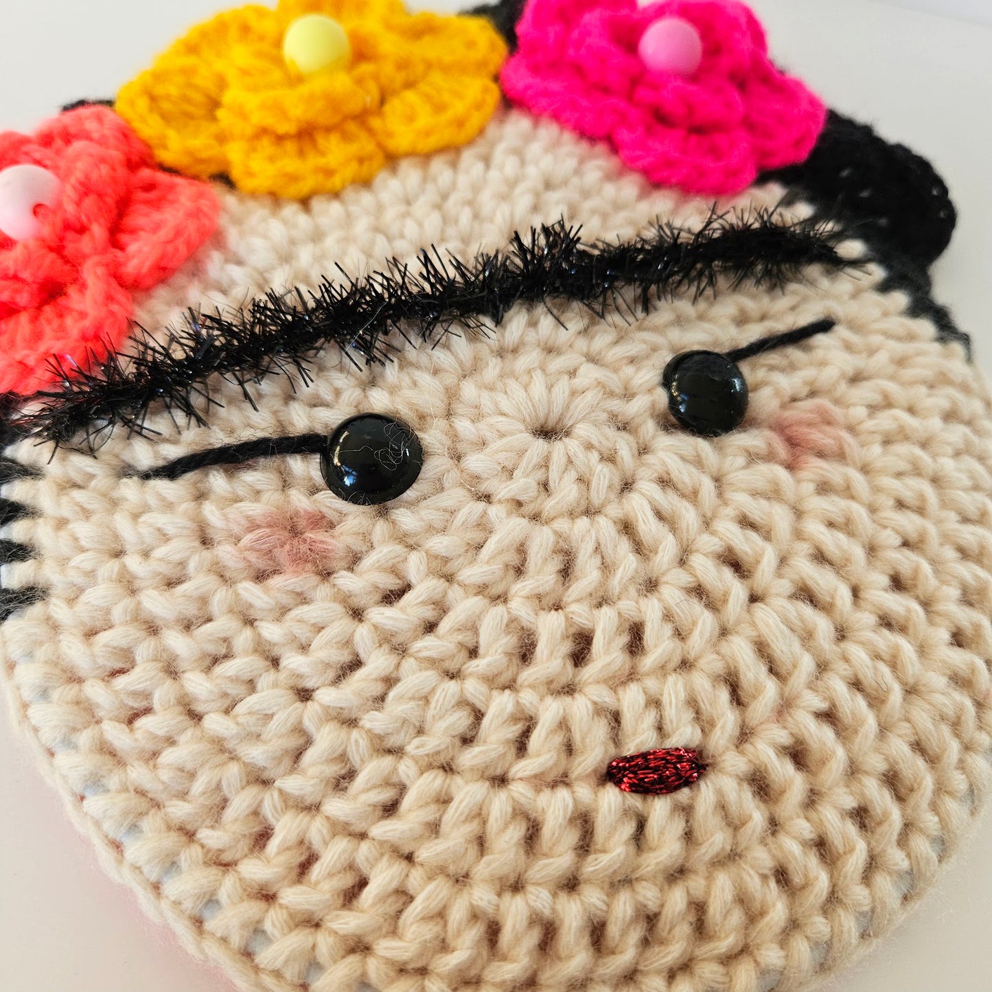 Frida Khalo - Unique Hanging Crochet Face