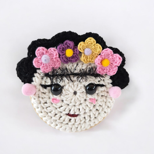 Frida Khalo - Tiny Unique Hanging Crochet Face