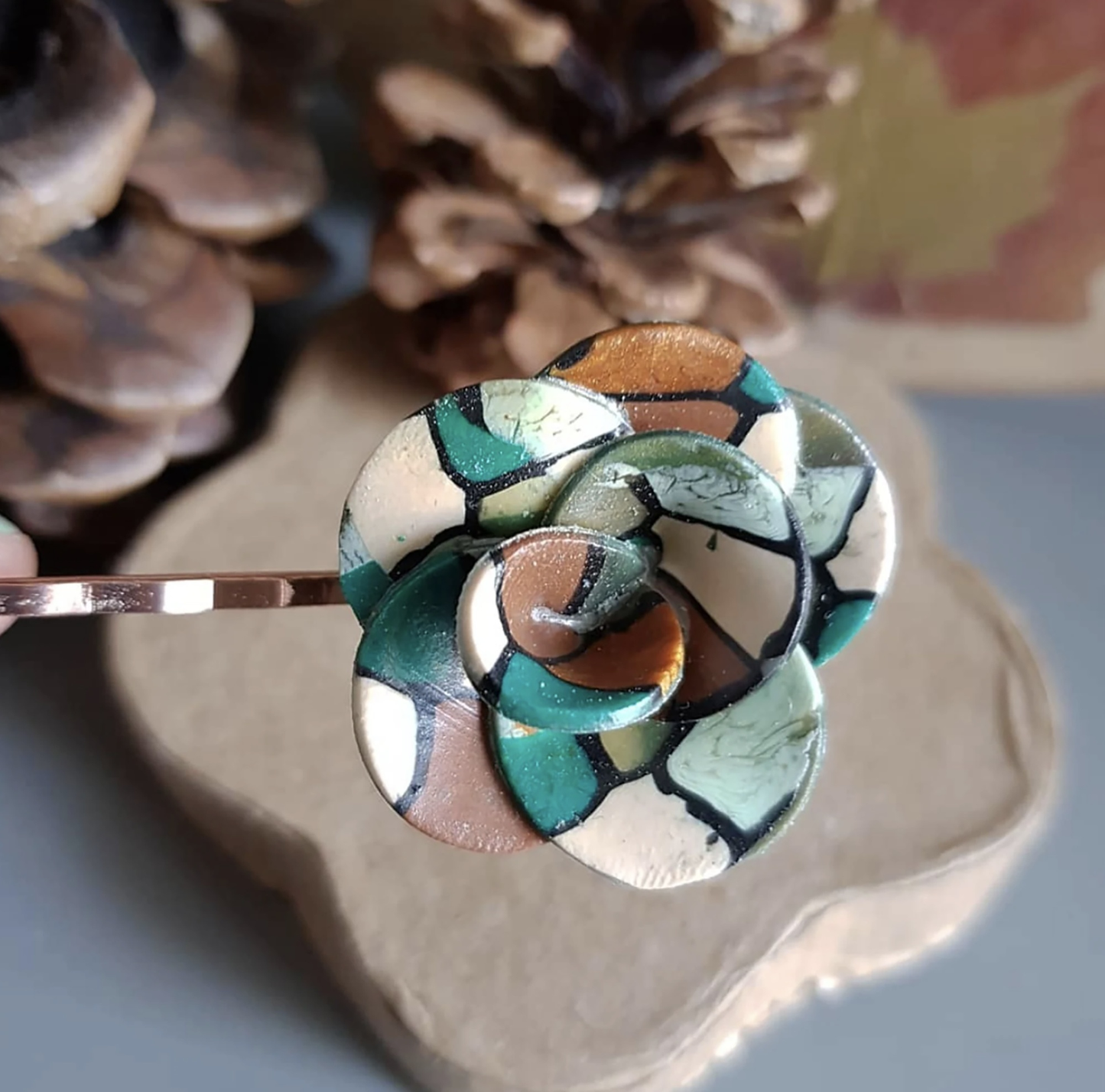Flower Hair Pin 3D Clay Handmade
