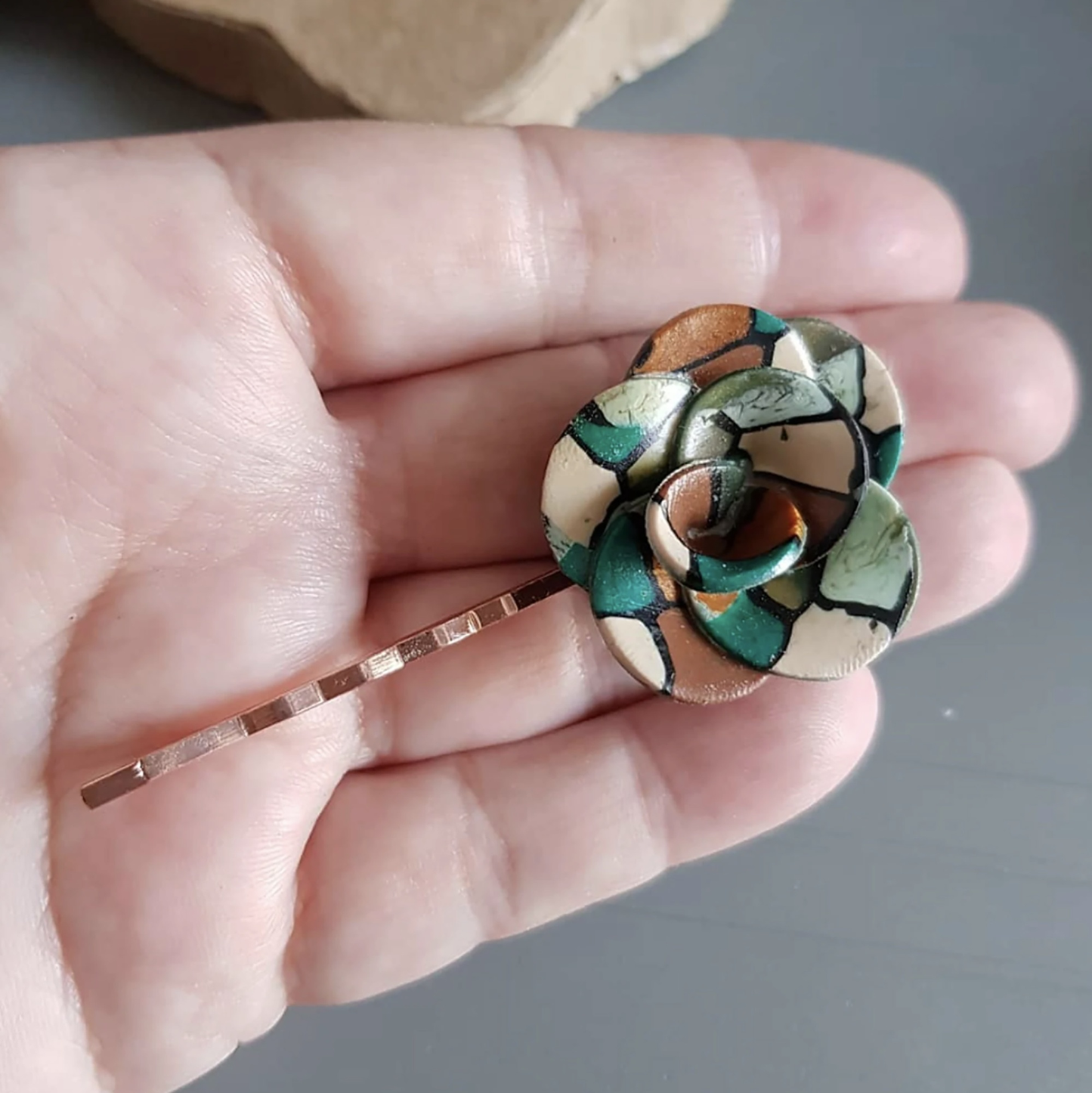 Flower Hair Pin 3D Clay Håndlavet