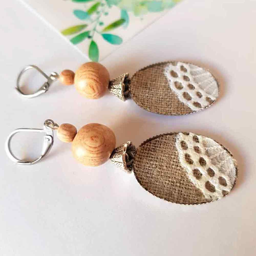 Vintage Chic: Linen and Lace Retro Earrings