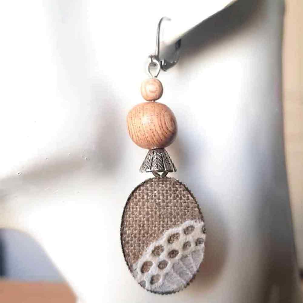 Rustic Romance: Rosewood and Lace Dangles - Retro Earrings