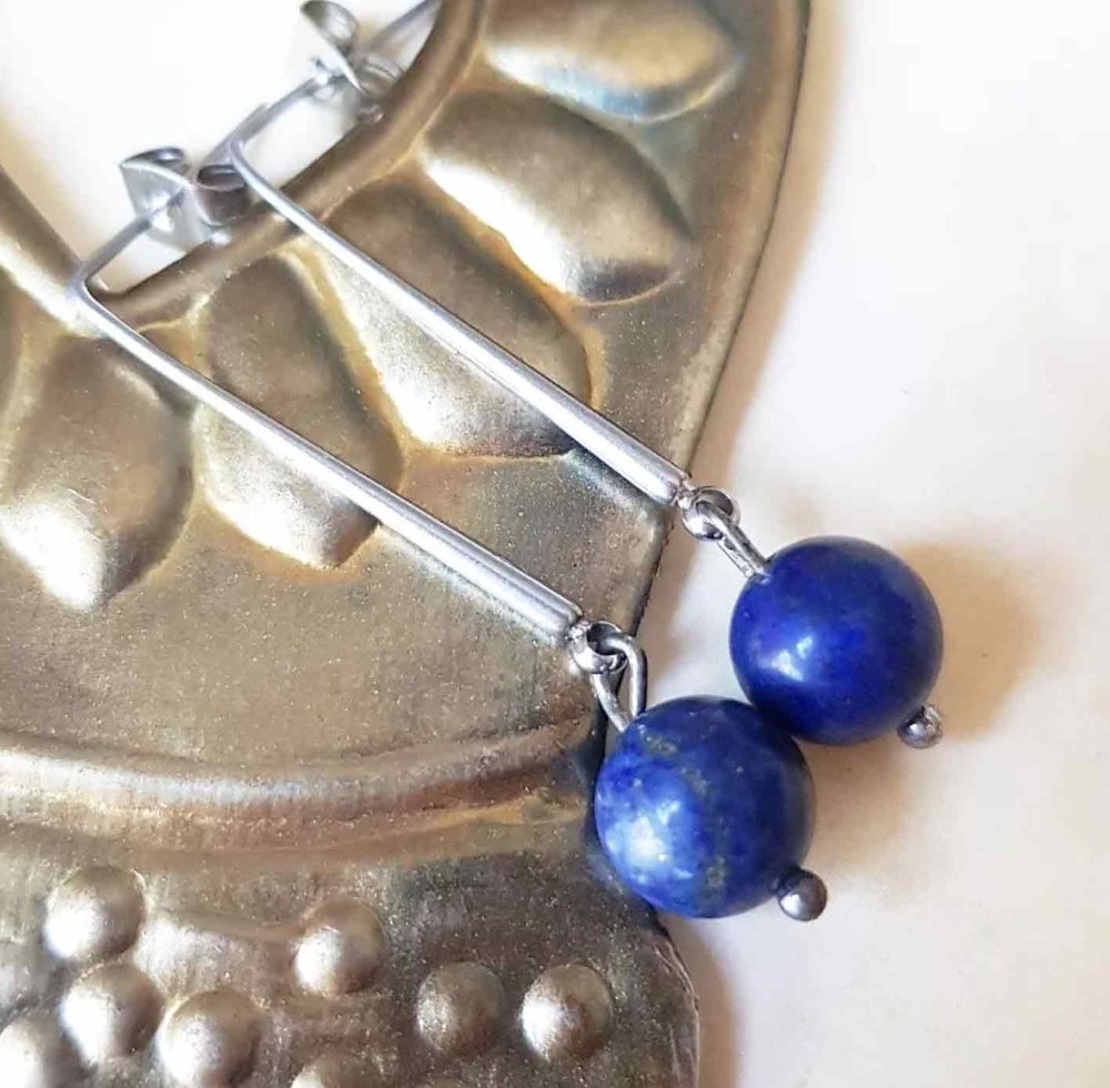 Modern Lapis Lazuli earrings - C o c o F l o w e r