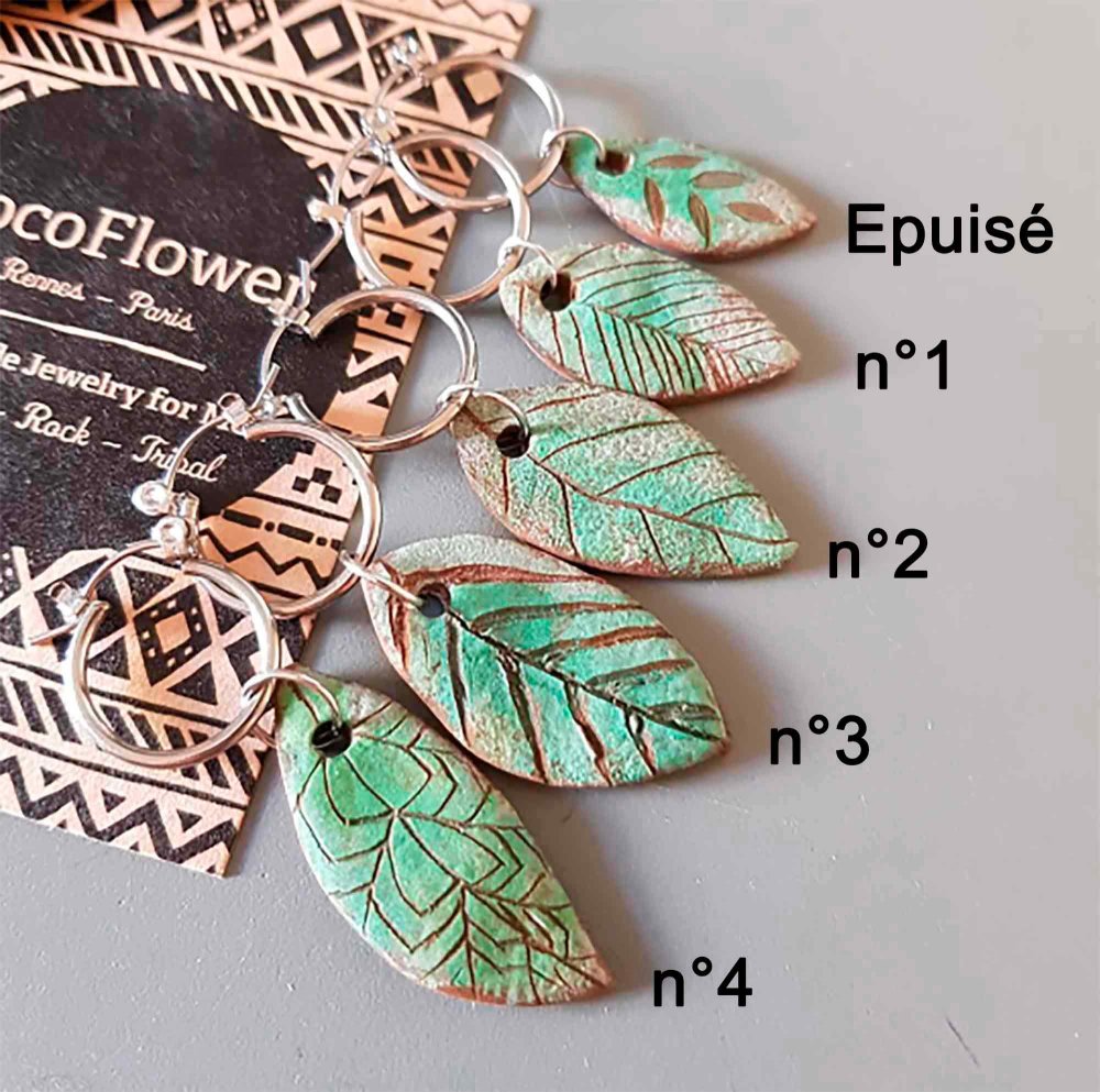 Ceramic turquoise leaf earring