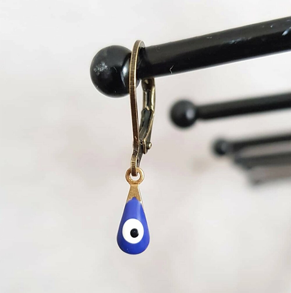 One single Lucky eye enamel charm earring: BLUE