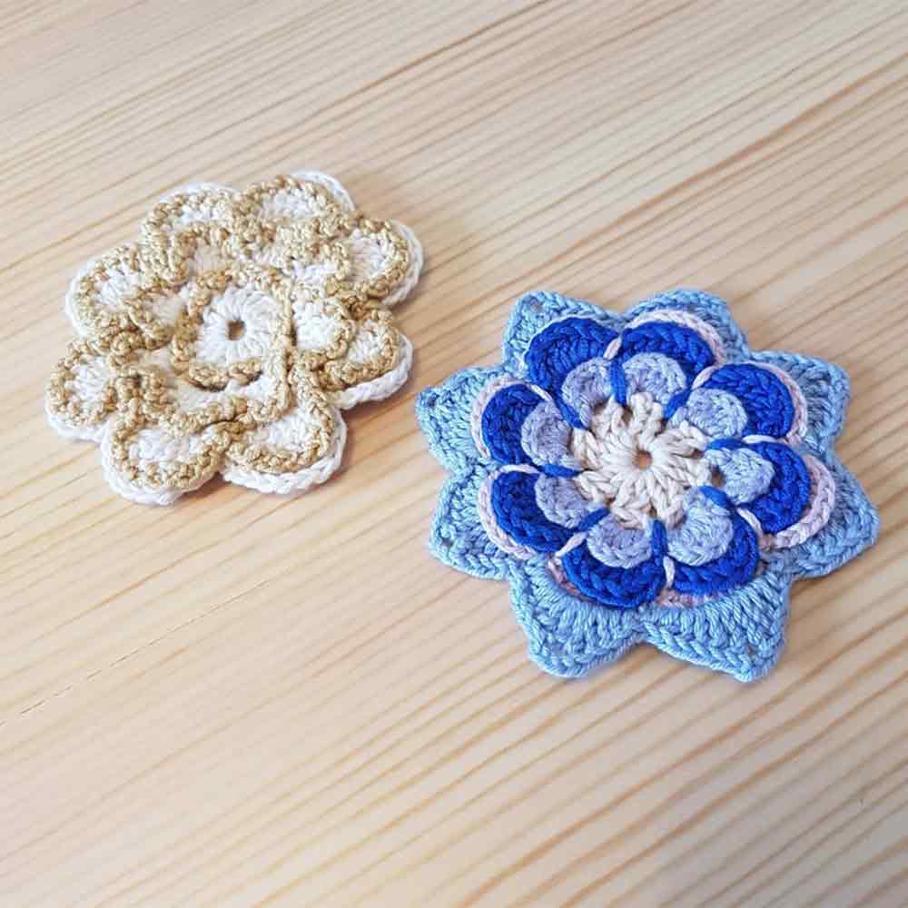 Flower Coaster Handmade Doily Crochet Doilies x2 - C o c o F l o w e r