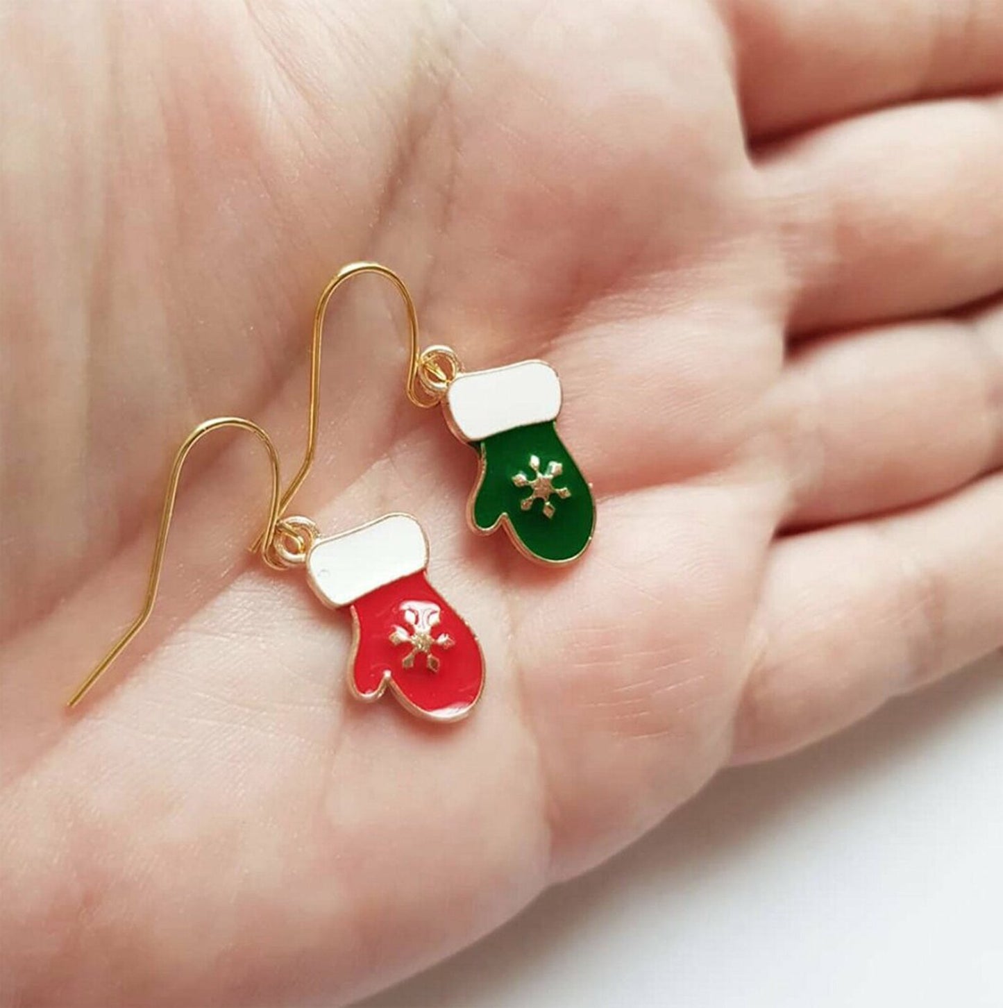 Christmas Glove earrings with snowflake