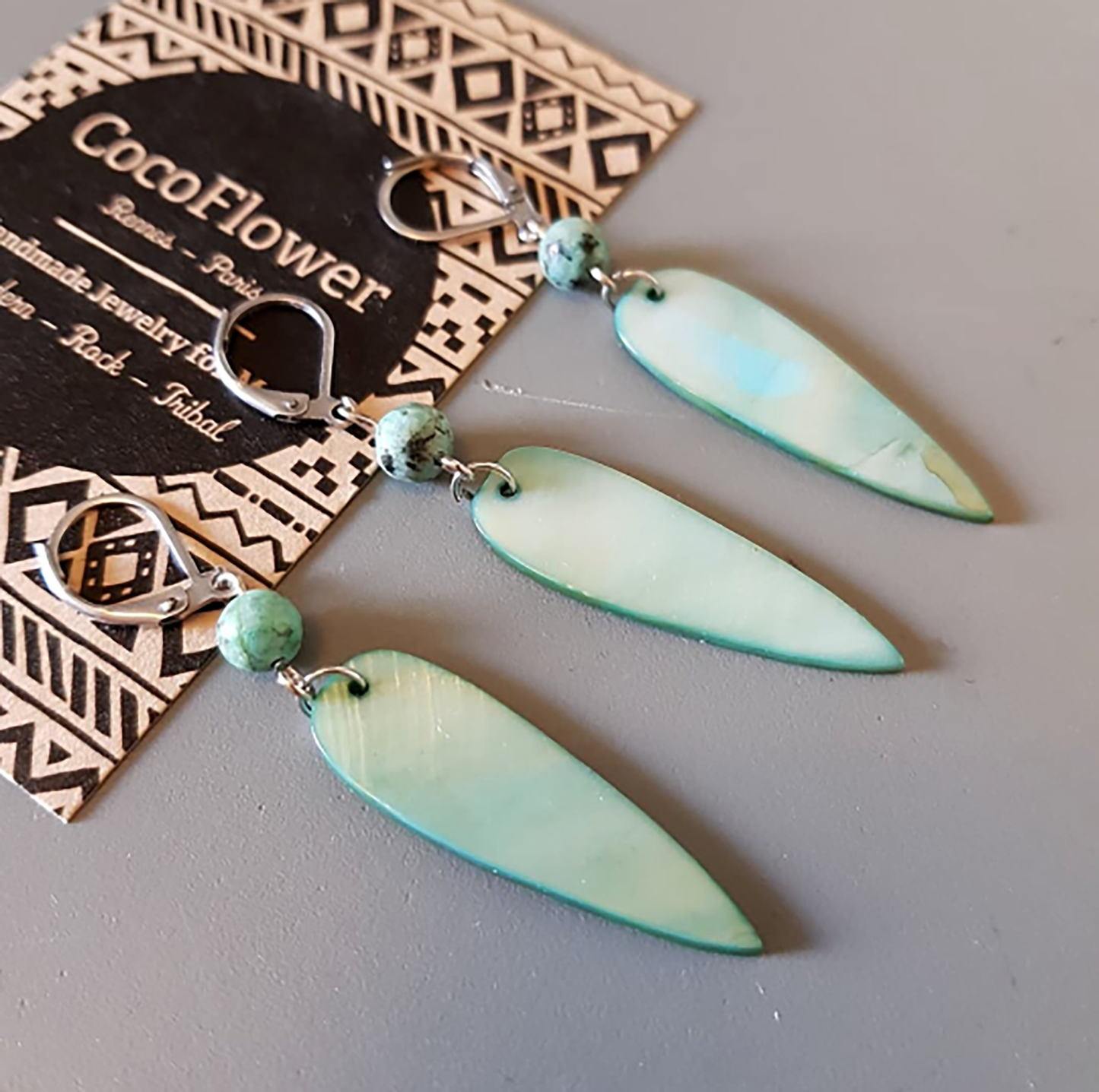 turquoise earring - Exquisite natural materials, Mother of pearl earring