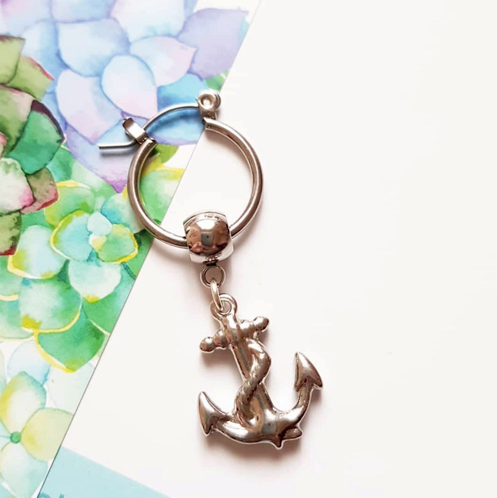 Nautical earring for him - Anchor pendant
