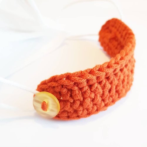 Crochet Mask Strap - Ears savers - Dark Orange