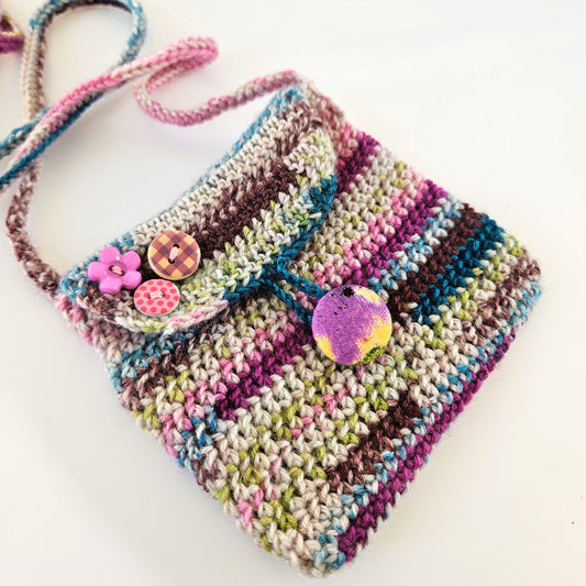 Tiny Multicolored Square Crochet Pouch