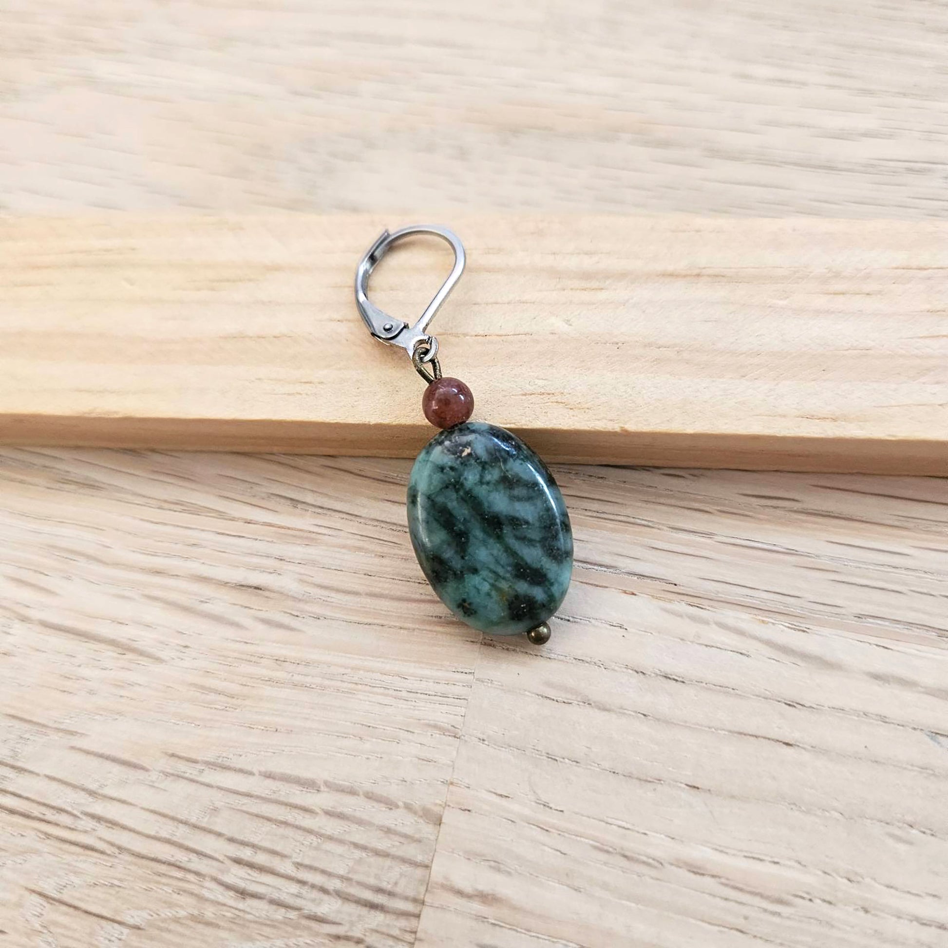 African Turquoise dangle - Stone earring for man
