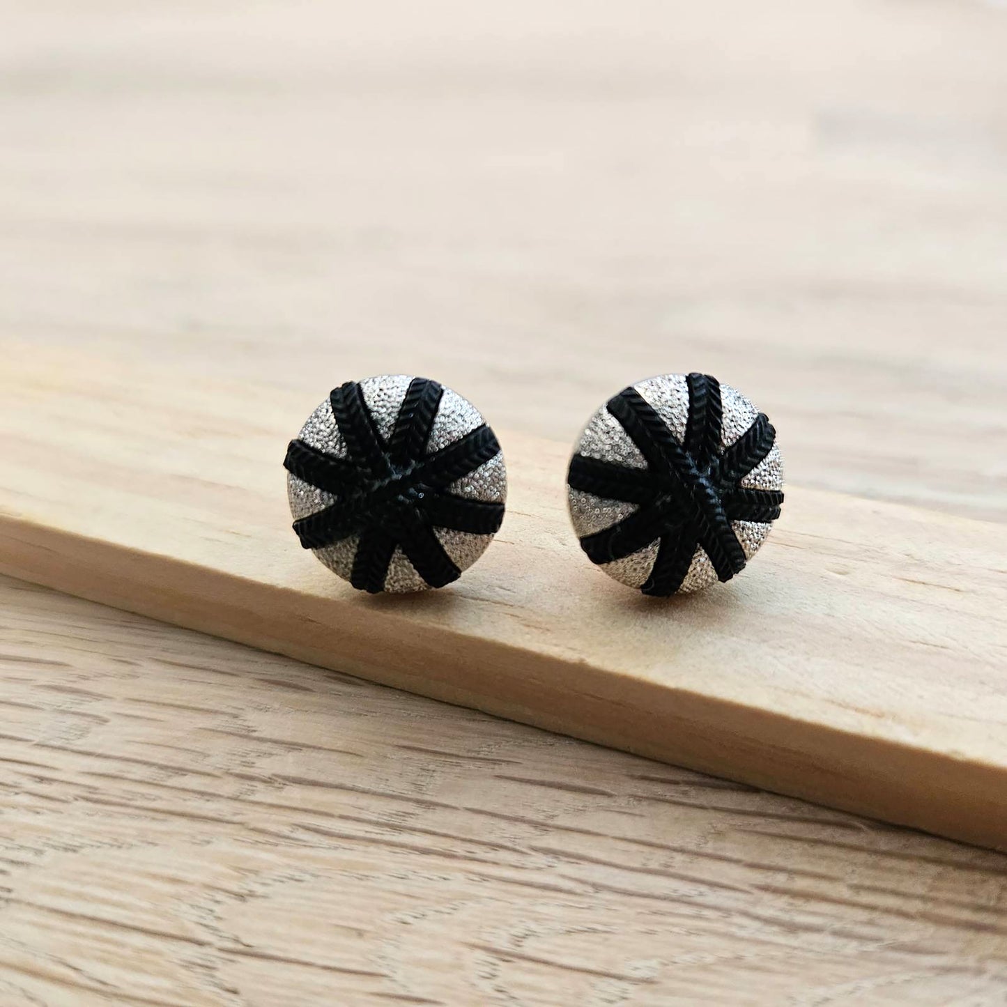 "star stud earrings- Fashion with a Conscience: Round Star Recycled Button Ear Adornments"