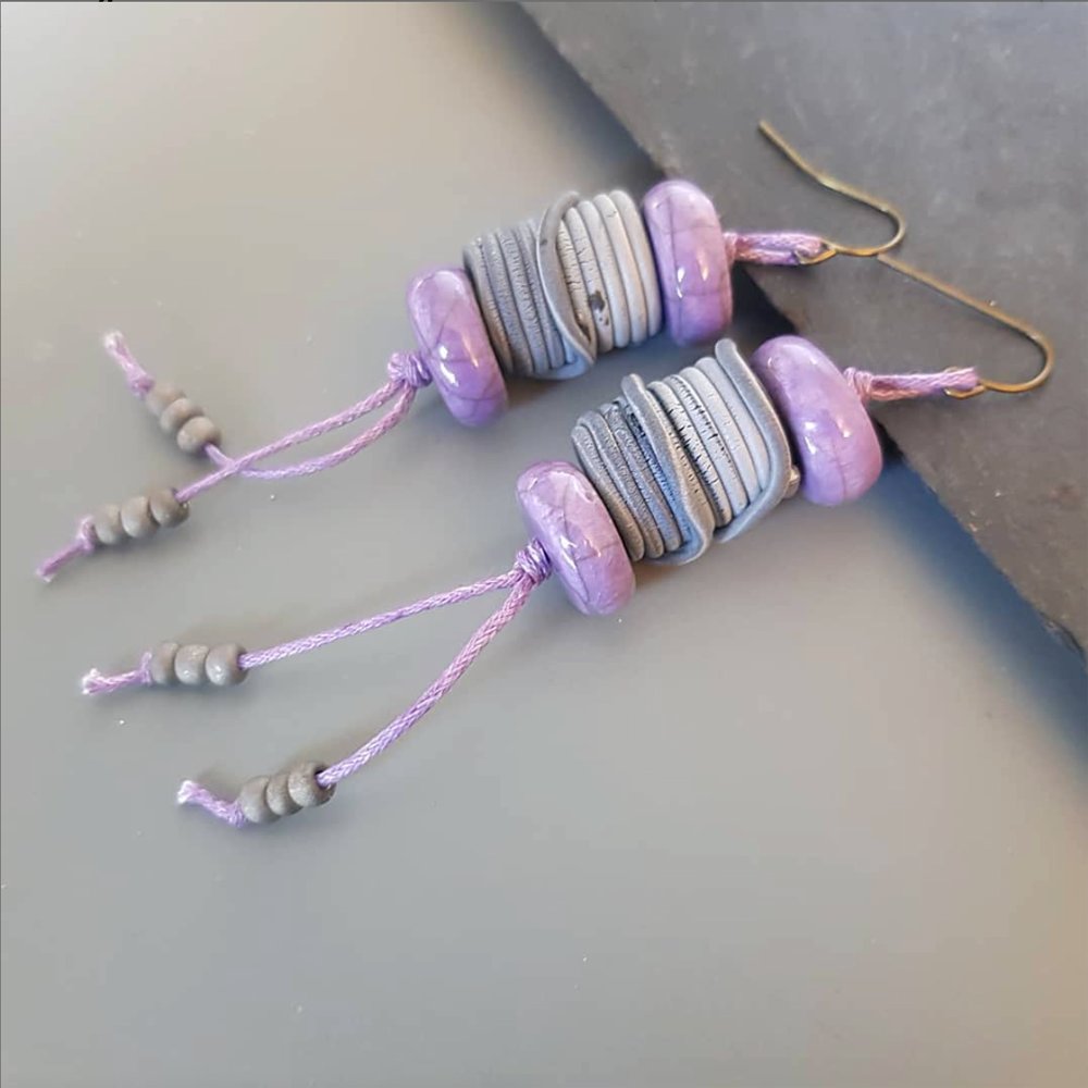 "Unique Mother's Day Gift: Lavender Purple Bohemian Earrings"