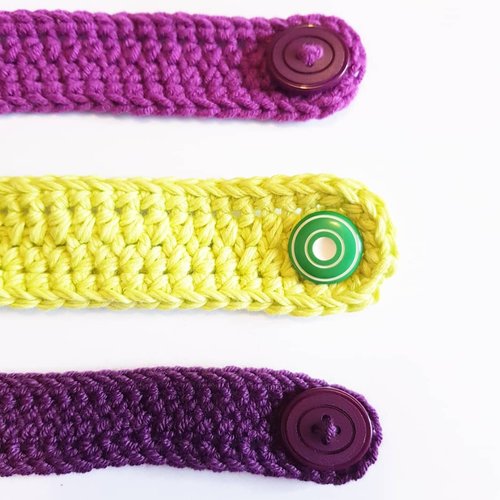 Crochet Mask Strap - Ears savers - Purple or Green
