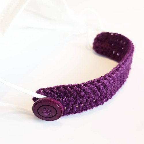 Crochet Mask Strap - Ears savers - Purple or Green - C o c o F l o w e r