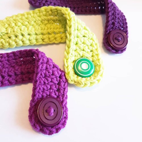 Crochet Mask Strap - mask ear saver - Purple or Green - C o c o F l o w e r