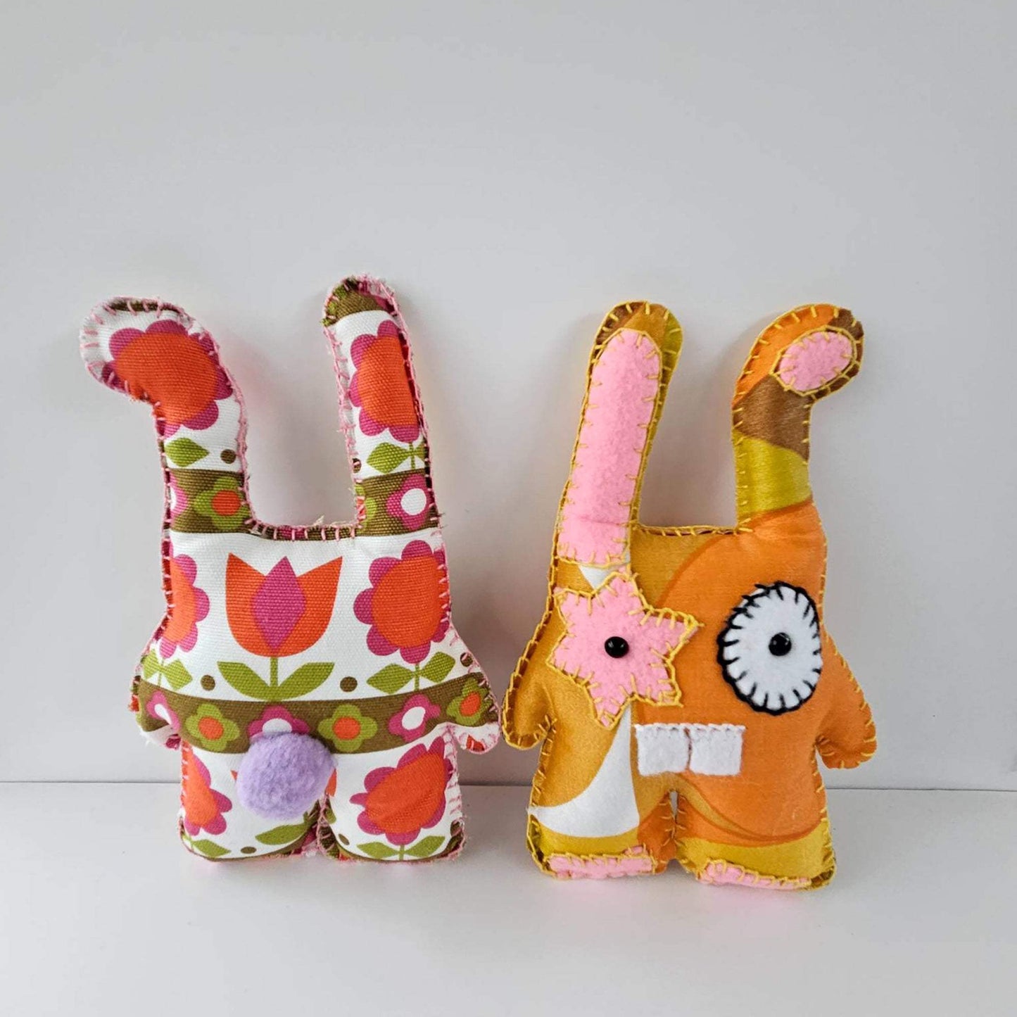 Art dolls animals: Bunny Seventies Fabric