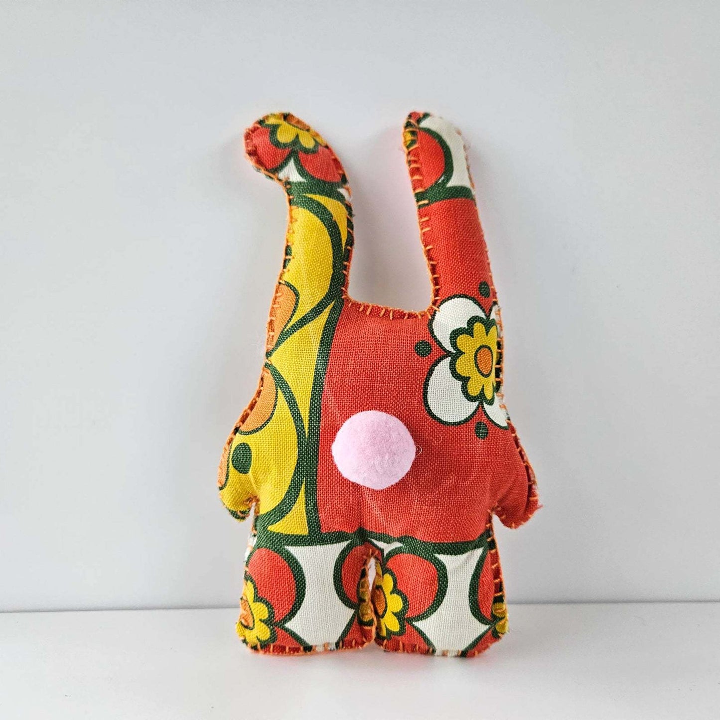 Art dolls animals: Bunny Seventies Fabric