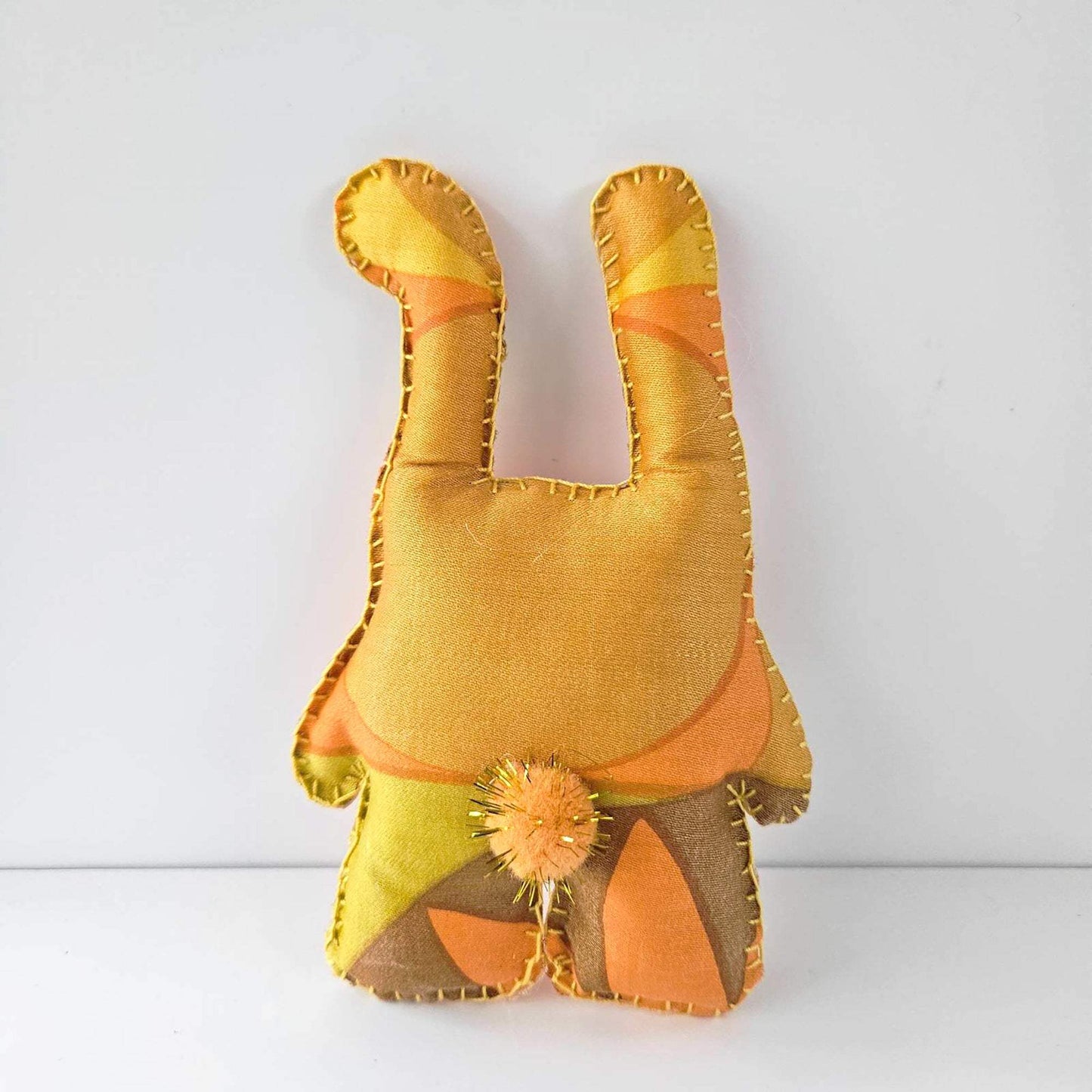 Art dolls animals: Bunny Seventies Fabric