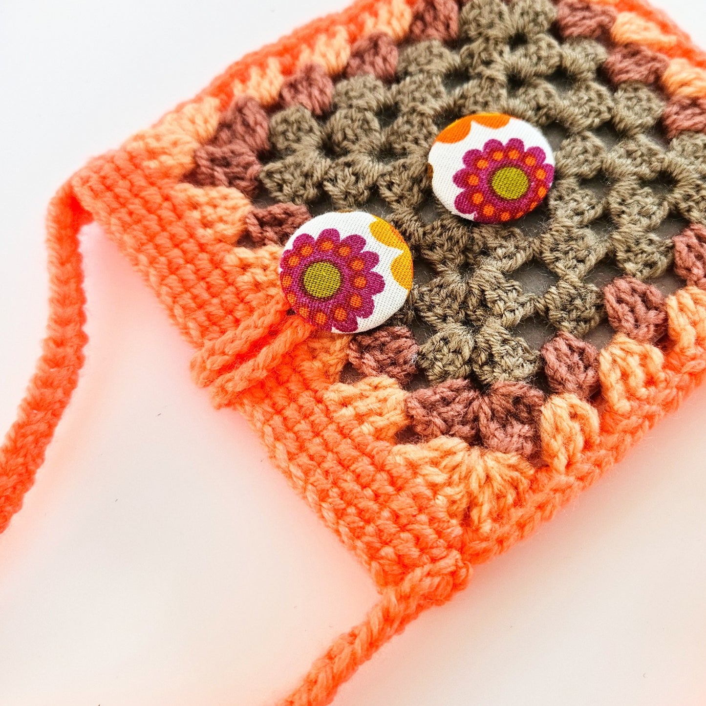 Neon Orange Floral Mini Crossbody Pouch