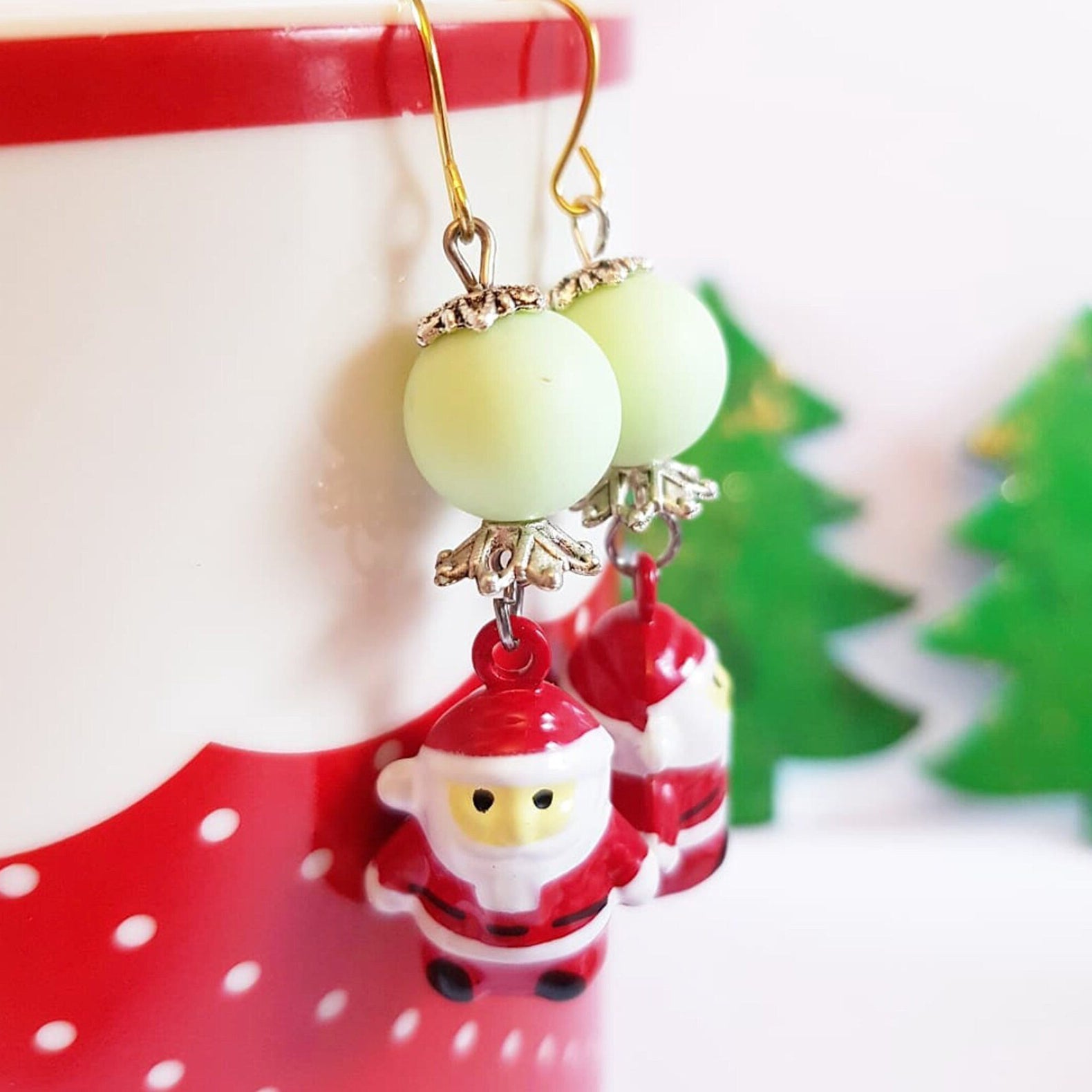 Sleigh bell Santa Claus earrings