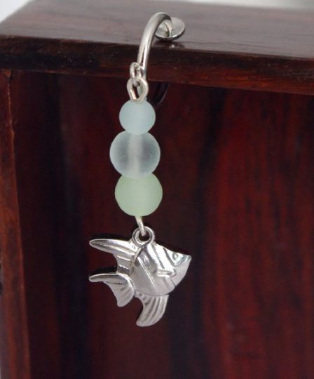 Scalar Fish earring - Seaglass dangle - Single earring