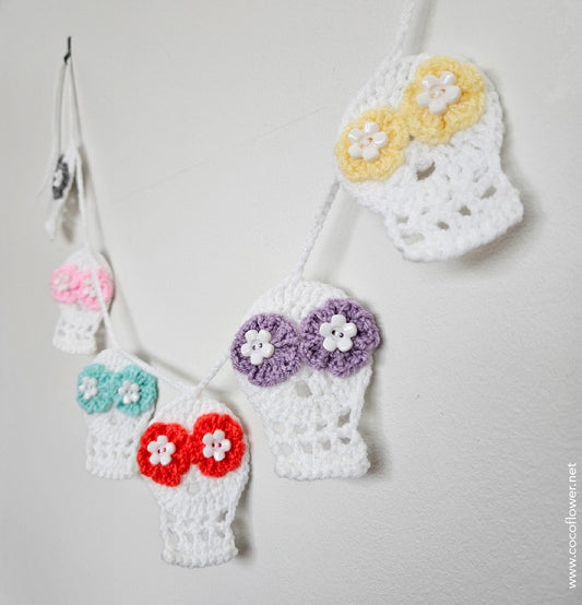 Illuminate your space with our handmade Sugar Skull Garland, radiating rock and alternative vibes."