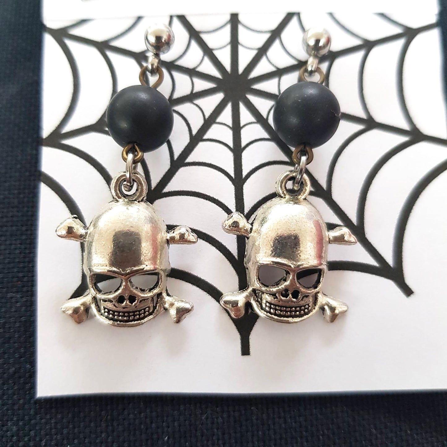 "Dare to be Different: Rebel Skull and Onyx Earrings Make a Statement"