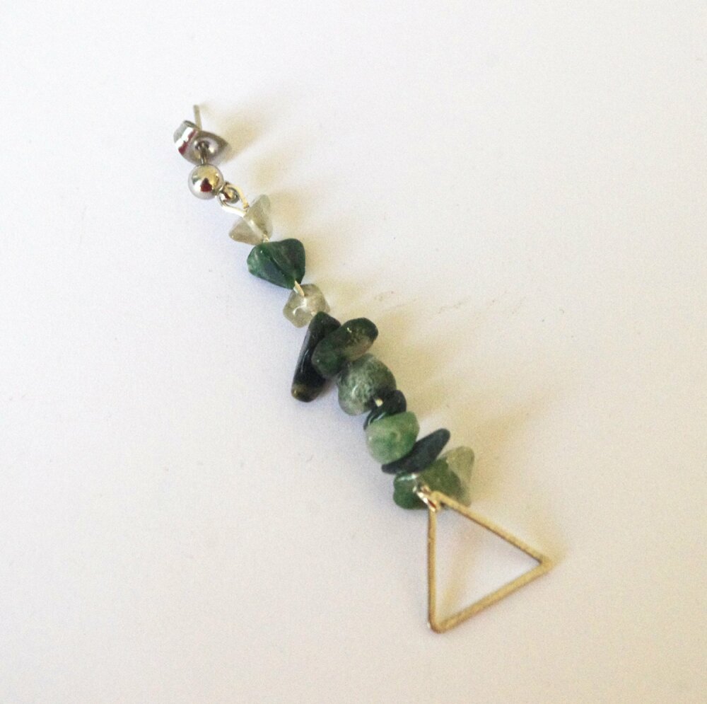 Earring for man - Each earring is crafted with care, showcasing unique Green Moss Agate stones.
