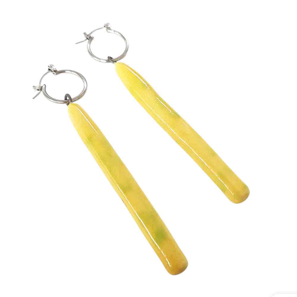 "Boho Earrings - Vibrant Yellow Tubes for a Pop of Color"