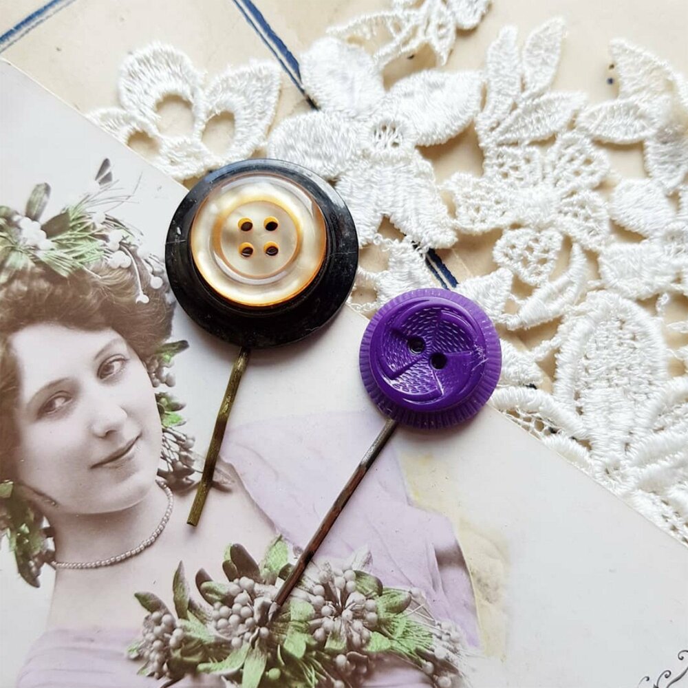 "Zero Waste Gift - Timeless Beauty: Vintage Button Hair Pins - The Perfect Eco-Friendly Gift for Her ♻️ #SustainableLiving #GiftIdeas"