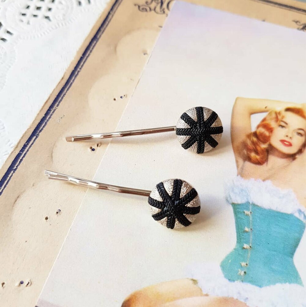 Antique Button Hair Pins - Zero waste gift idea for women and girls - C o c o F l o w e r