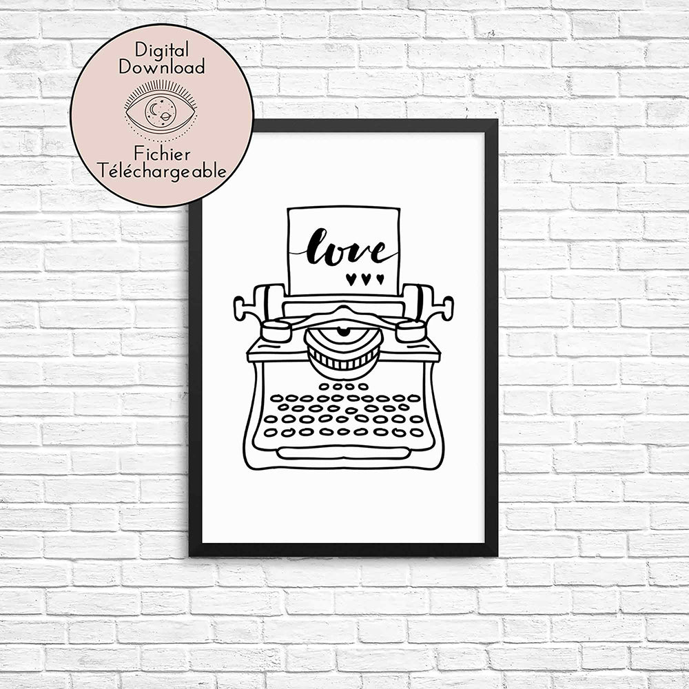 "Typewriter Love letter - Unleash your inner writer and celebrate love with our typewriter print."